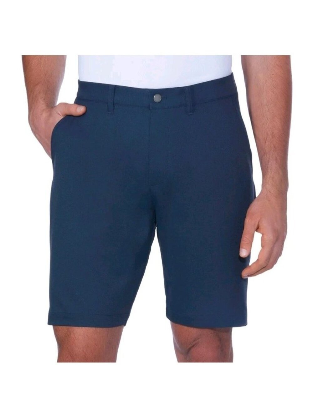 NWT Kirkland Signature Men's 32 Navy Blue Stretch Shorts With UPF 50